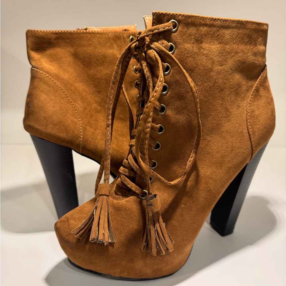 Torrid Brown Suede Lace-Up Ankle Boots